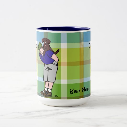 パーソナライズなチョコレート実験室のお父さんの格子縞 ツートーンマグカップ (中央)