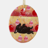 パーソナライズなチョコレート実験室の子犬のクリスマス セラミックオーナメント (右)
