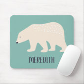 パーソナライズなティール(緑がかった色)およびクリーム色の白くま マウスパッド (マウス)