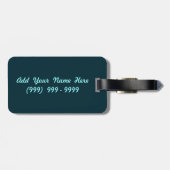 パーソナライズなティール(緑がかった色)のタツノオトシゴ ラゲッジタグ (裏面横)