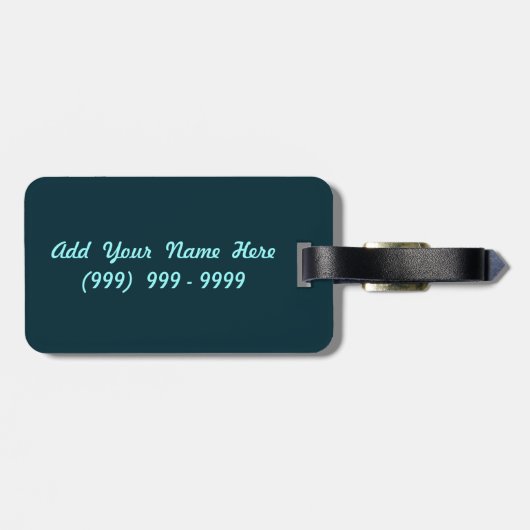 パーソナライズなティール（緑がかった色）のタツノオトシゴ ラゲッジタグ (裏面横)