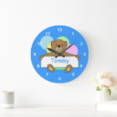 パーソナライズなテディー・ベアの時計 ラージ壁時計 (ホーム)