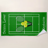 パーソナライズなテニスのデザイン ビーチタオル (正面)