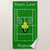 パーソナライズなテニスのデザイン ビーチタオル (正面)