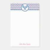 パーソナライズなテニス及びシェブロンの青く、ピンクのデザイン ポストイット (正面)