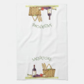 パーソナライズなトスカナ式の食卓用ワインおよびパン キッチンタオル (縦)