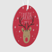 パーソナライズなトナカイのクリスマスのオーナメント オーナメント (正面)