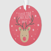 パーソナライズなトナカイのクリスマスのオーナメント オーナメント (正面)
