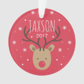 パーソナライズなトナカイのクリスマスのオーナメント オーナメント (正面)