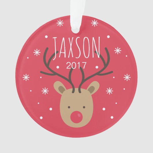 パーソナライズなトナカイのクリスマスのオーナメント オーナメント (正面)