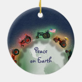 パーソナライズなトラクターのクリスマスのオーナメント: 平和 セラミックオーナメント (裏面)