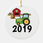 パーソナライズなトラクターの農場の子供 セラミックオーナメント (裏面)
