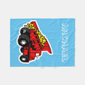 パーソナライズなトラック|の男の子の名前 フリースブランケット (正面(横))