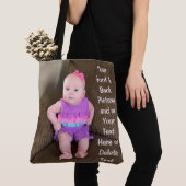 パーソナライズなトートバックの2つの写真そしてあなたの文字 トートバッグ (クローズアップ)