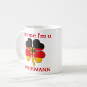 パーソナライズなドイツ語は私によってがZimmermannである私に接吻します コーヒーマグカップ (正面左)