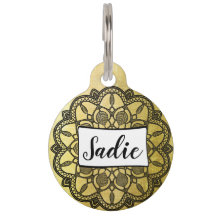 パーソナライズなドッグタッグは金ゴールドおよび黒に、名前を加えます