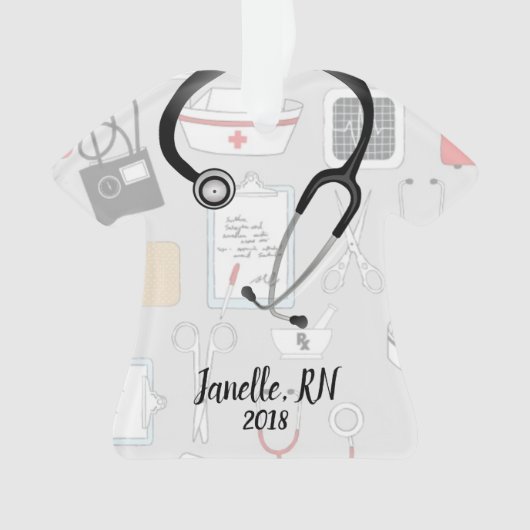 パーソナライズなナースのクリスマスのオーナメント オーナメント (正面)