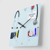 パーソナライズなナースは淡いブルーでごしごし洗います スクエア壁時計 (傾斜)