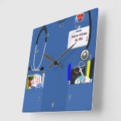 パーソナライズなナースは青でごしごし洗います スクエア壁時計 (傾斜)