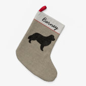 パーソナライズなニューファウンドランド犬のシルエットNewf スモールクリスマスストッキング (正面 (吊り時))