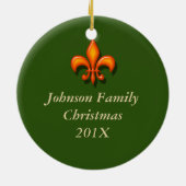 パーソナライズなネオン（紋章の）フラ・ダ・リの平和愛オクラ セラミックオーナメント (裏面)