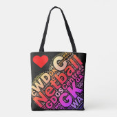 パーソナライズなネットボールのテーマのタイポグラフィのデザイン トートバッグ (裏面)