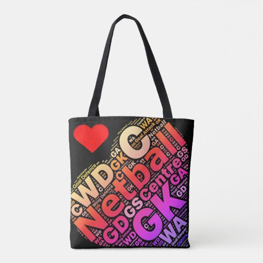 パーソナライズなネットボールのテーマのタイポグラフィのデザイン トートバッグ (裏面)