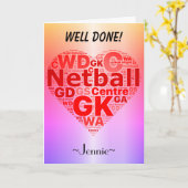 パーソナライズなネットボールの位置のハートのデザイン カード (黄色い花)