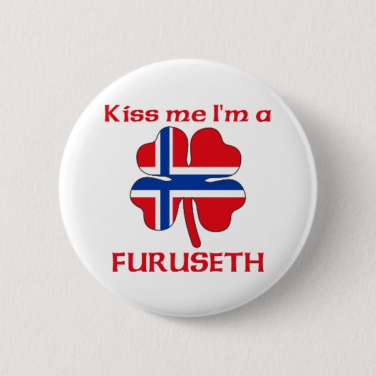 パーソナライズなノルウェー語は私によってがFurusethである私に接吻します 缶バッジ (正面)