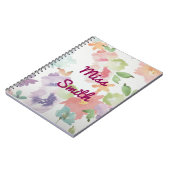 パーソナライズなノート名前の水彩画の花 ノートブック (左側)