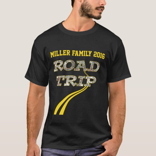 パーソナライズなハイウェーの地図の黄線遠征 Tシャツ (正面)
