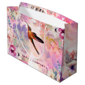 パーソナライズなハチドリの水彩画のギフトバッグ ラージペーパーバッグ (裏面アングル)