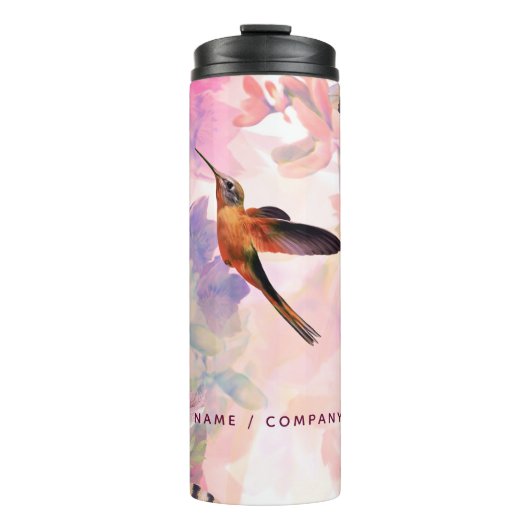 パーソナライズなハチドリの水彩画のボトルのフラスコ タンブラー (正面)