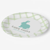 パーソナライズなハッピーイースターのバニーの紙皿のミント ペーパープレート (アングル)