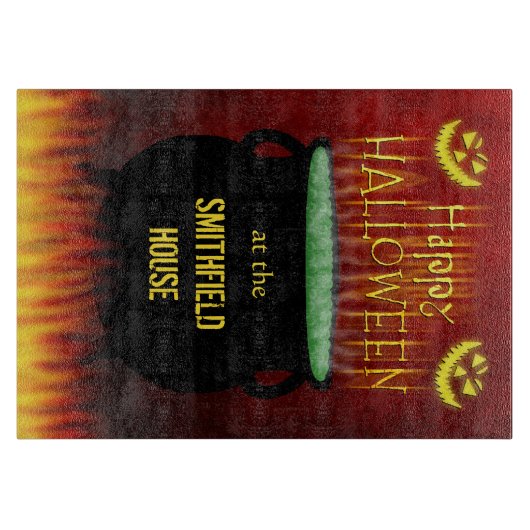 パーソナライズなハッピーハローウィンの大がまの火 カッティングボード (正面)