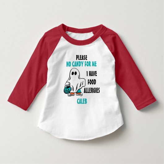 パーソナライズなハロウィンの食物アレルギー警報幽霊 トドラーTシャツ (正面)