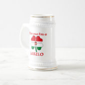 パーソナライズなハンガリー語は私によってがラースロである私に接吻します ビールジョッキ (正面左)
