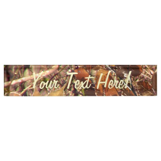 パーソナライズなハンターの迷彩柄のカムフラージュの絵画 デスクネームプレート (正面)