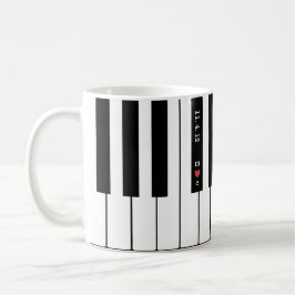 パーソナライズなハートのイニシャルはピアノマグをつなぎます コーヒーマグカップ