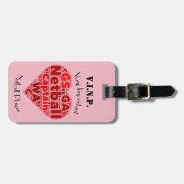 パーソナライズなハートのデザインのネットボールの大尉 ラゲッジタグ