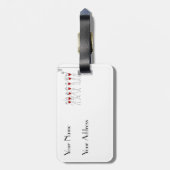 パーソナライズなハートのデザインのネットボールの大尉 ラゲッジタグ (裏面縦)