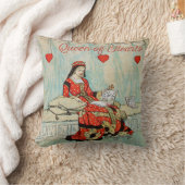 パーソナライズなハートのヴィンテージの引くことの女王 クッション (ブランケット)