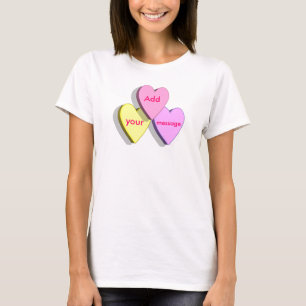 パーソナライズなハートキャンデーのワイシャツ Tシャツ