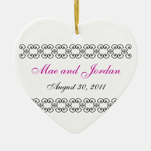 パーソナライズなハートKeepsake.1 セラミックオーナメント (正面)