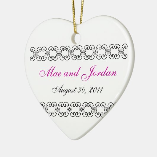 パーソナライズなハートKeepsake.1 セラミックオーナメント (左)