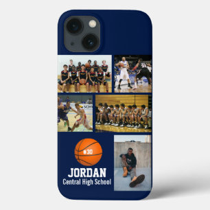 パーソナライズなバスケットボールの写真のコラージュの名前のチーム# iPhone 13ケース