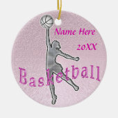 パーソナライズなバスケットボールは年および名前を飾ります セラミックオーナメント (正面)