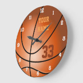 パーソナライズなバスケットボール名前および数 ラージ壁時計 (傾斜)