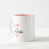 パーソナライズなバチェロレッテの水彩画のビキニのギフト ツートーンマグカップ (正面左)