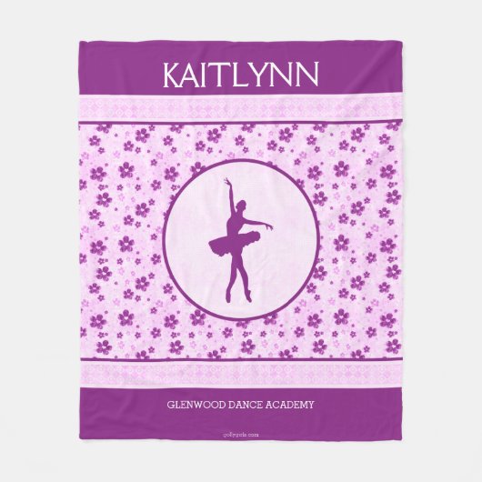 パーソナライズなバレエダンサーのデキセドリン錠の花柄 フリースブランケット (正面)